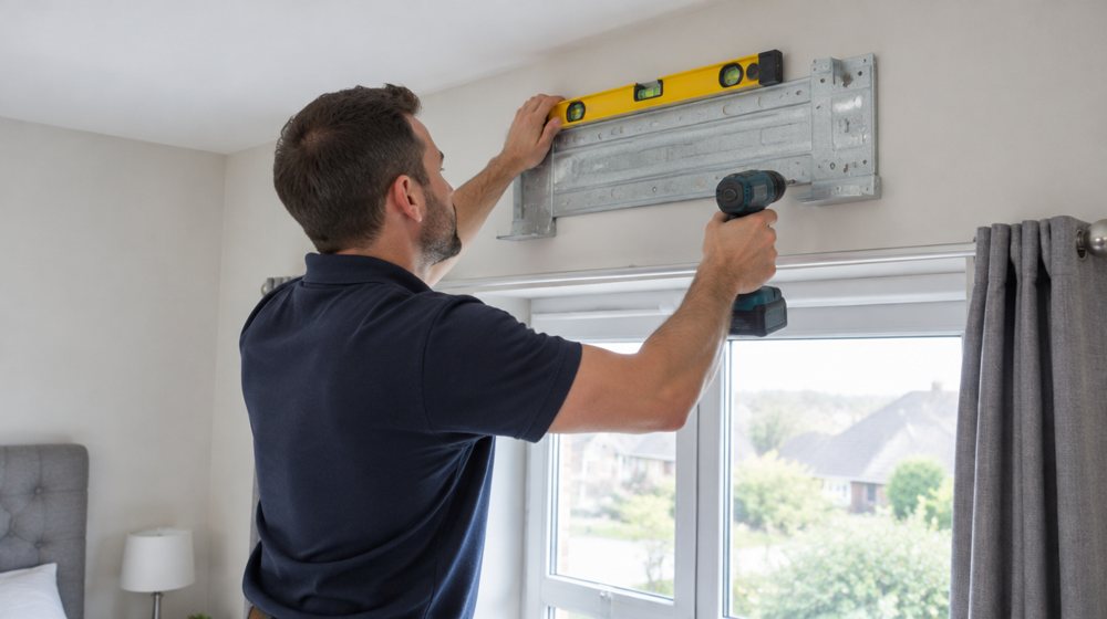 Fixing the mounting plate level on the bedroom wall